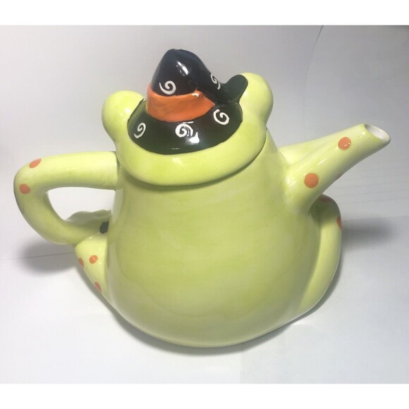 Whimsical Abra Ca Dabra Hand painted Ceramic Frog/Toad Teapot - Picture 7 of 8